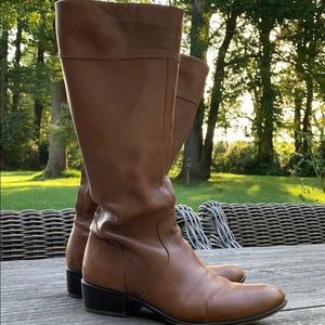 Camel brown calf length boots